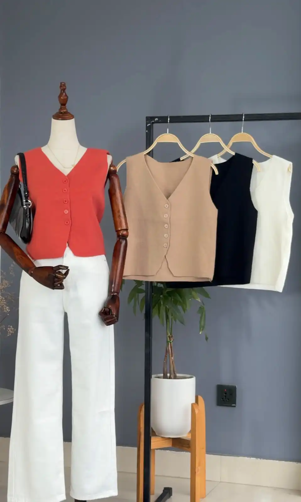 Product image of RIBBED V-NECK KNIT VEST