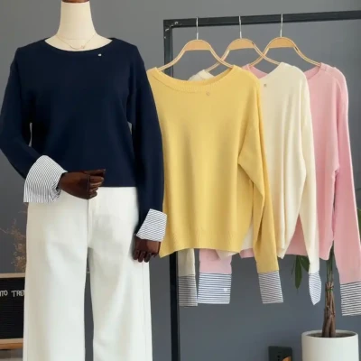 FOLD SHIRT O NECK SWEATER