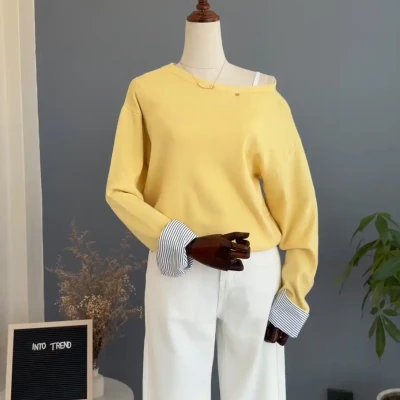 FOLD SHIRT O NECK SWEATER
