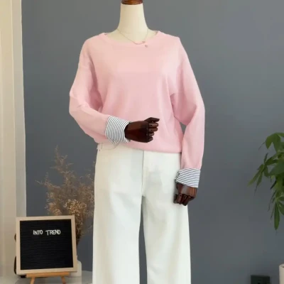 FOLD SHIRT O NECK SWEATER