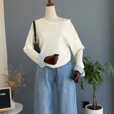 FOLD SHIRT O NECK SWEATER