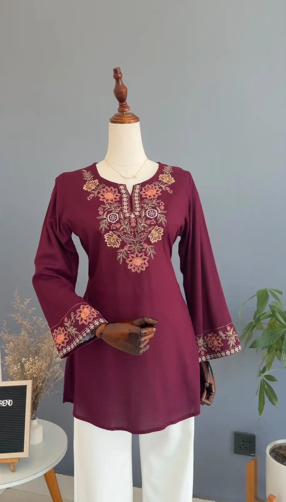Product image of SHORT KURTHI FLOWER EMBROIDERY TOP