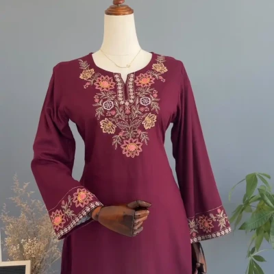 SHORT KURTHI FLOWER EMBROIDERY ...