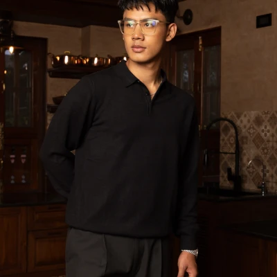 Men’s Cotton Sweater with Polo ...