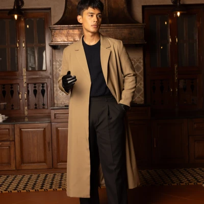 RELAXED FIT COAT WITH BELT: