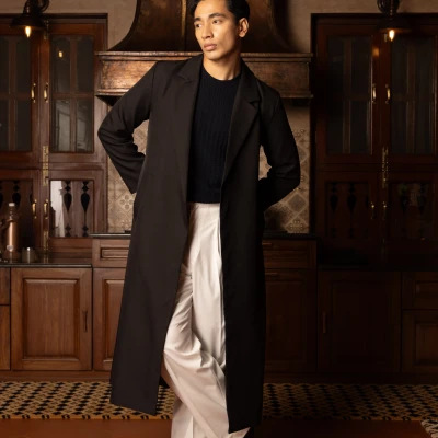 RELAXED FIT COAT WITH BELT: