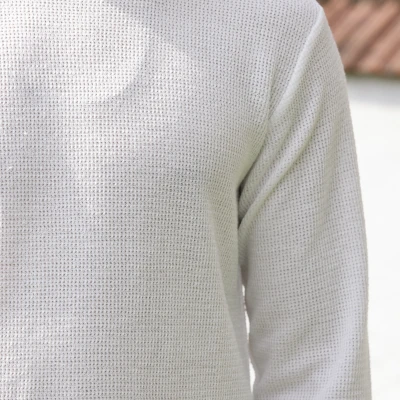 WAFFLE-KNIT LONG SLEEVE T-SHIRT
