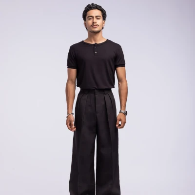 PLEATED WIDE LEG PANTS