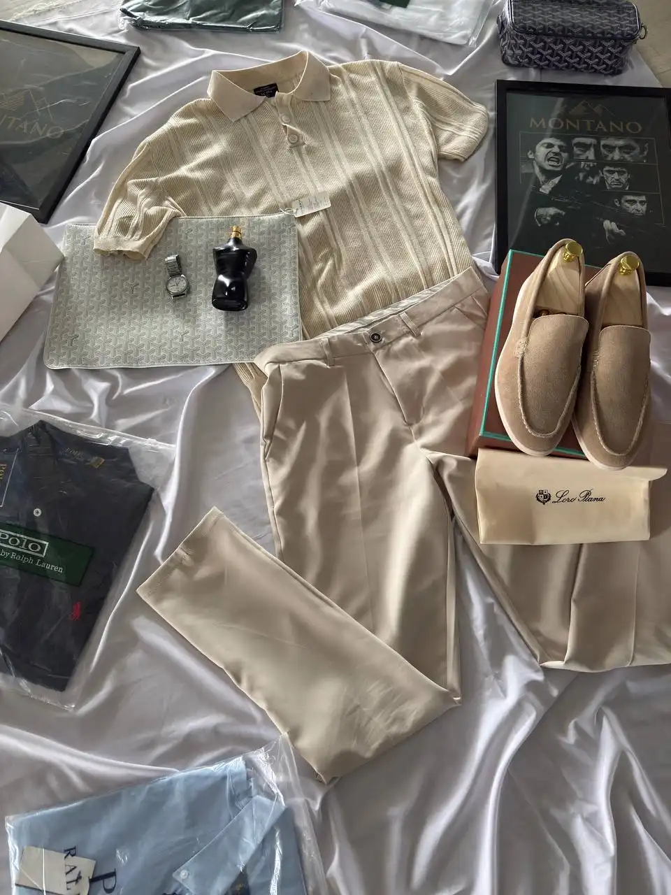 Product image of Old Money Summer Look – Beige Polo & Cream Trousers Set