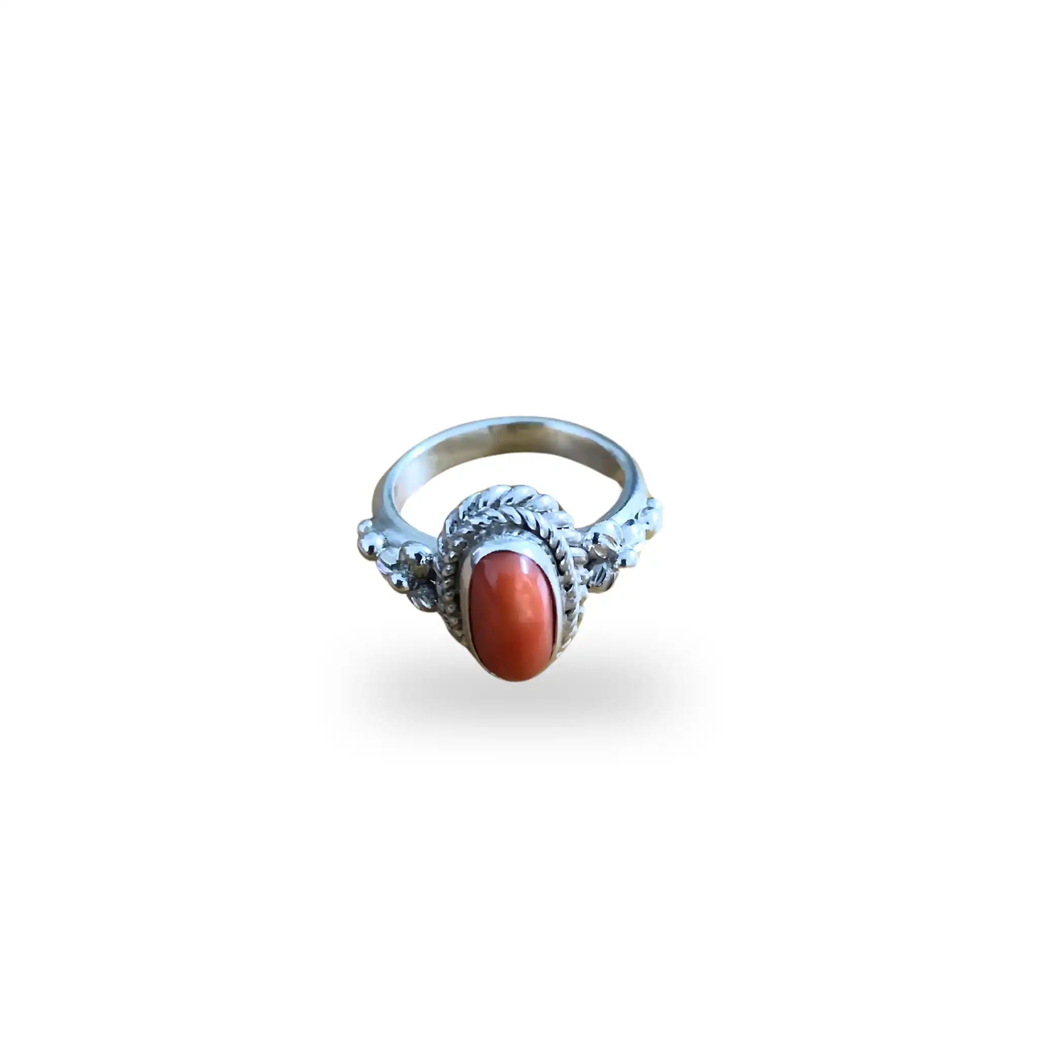 Product image of Red Coral  (Moonga) Sterling Silver Ring