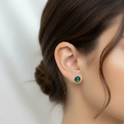 Green Onyx Stud Earrings