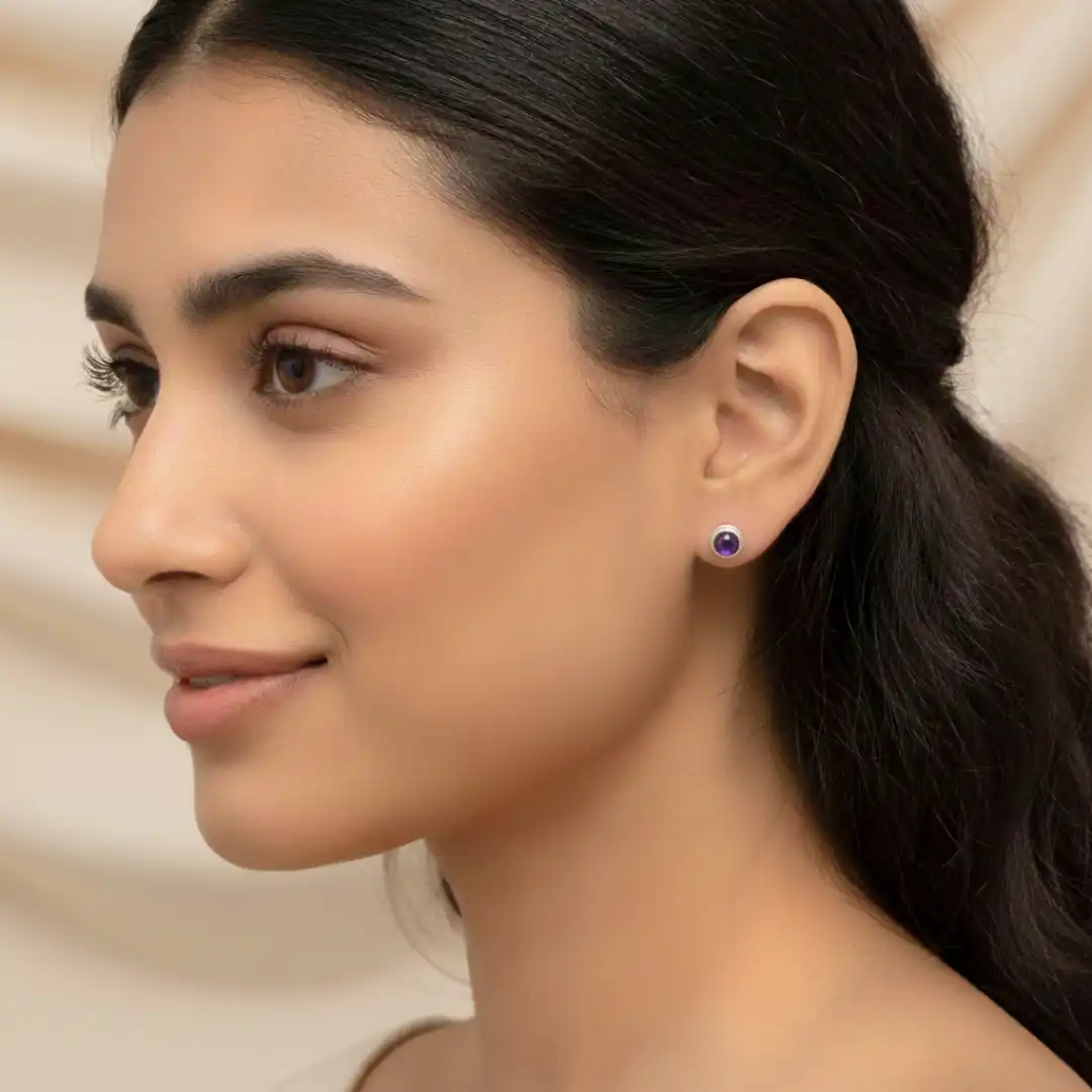 Product image of Amethyst Silver Stud Earrings