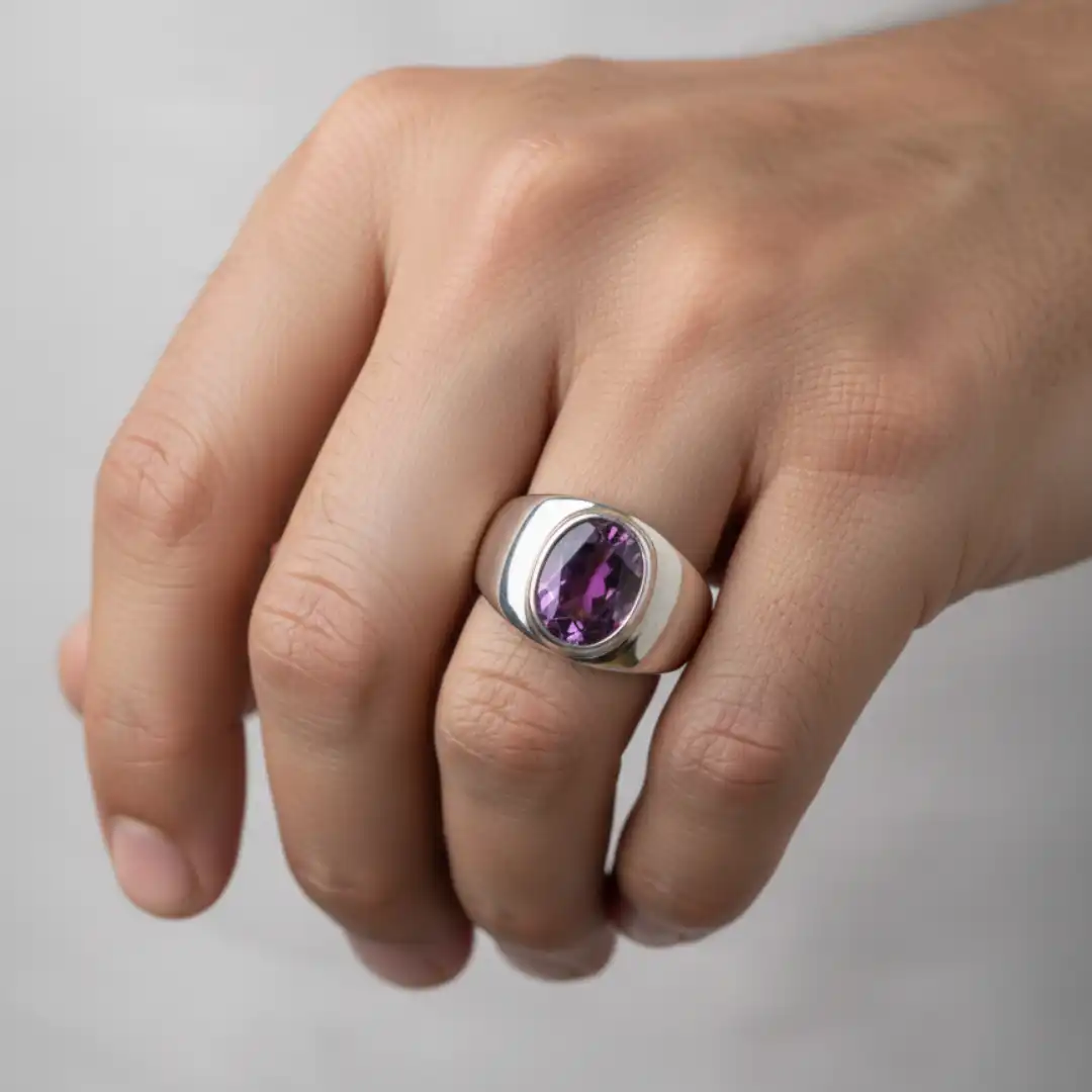 Product image of Amethyst Sterling Silver Men's Ring