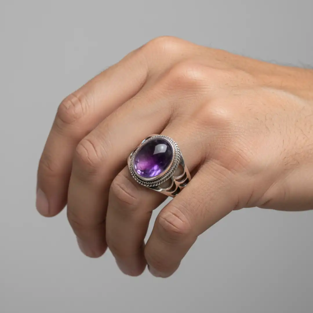 Product image of Amethyst Sterling Silver Ring | Mens