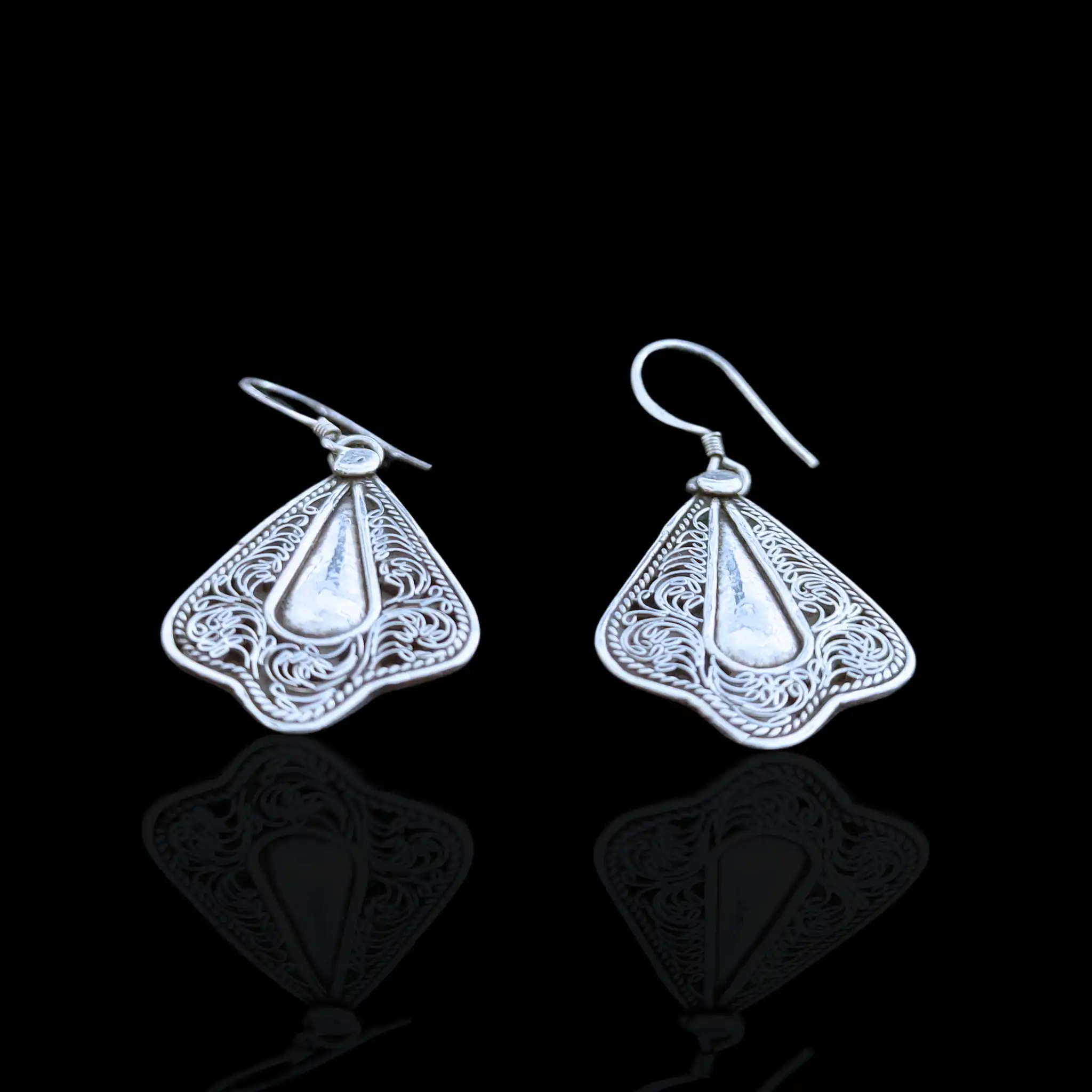Product image of Teardrop Silver Filigree Dangle Earrings