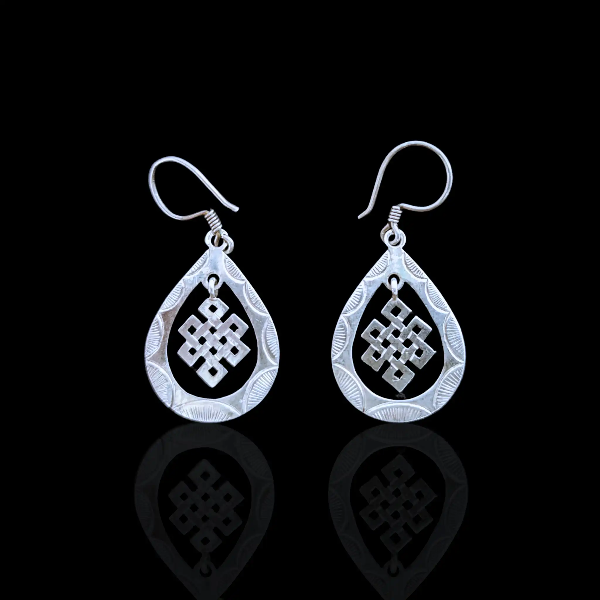 Product image of Endless Knot Silver Teardrop Dangle Earrings