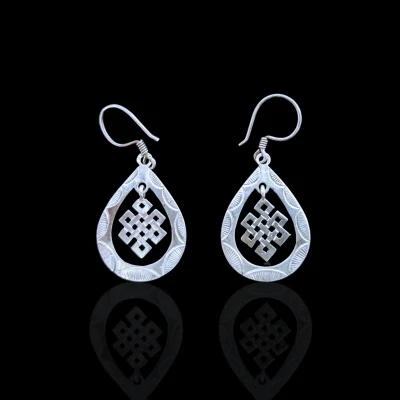 Endless Knot Silver Teardrop Da...