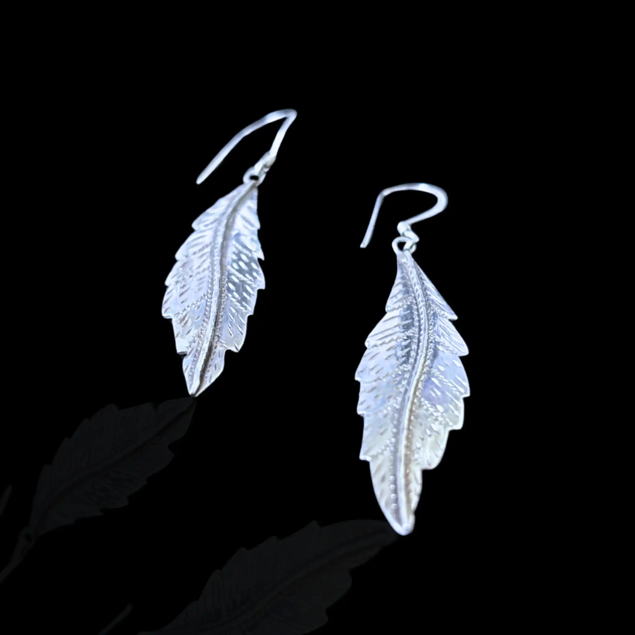 Product image of Feather Silver Dangle Earrings