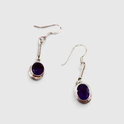 Amethyst Silver Dangle Earrings