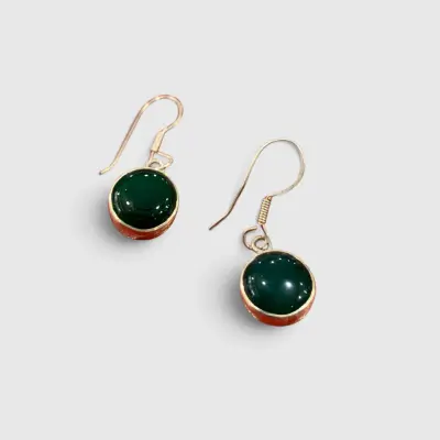 Green Onyx Silver Dangle Earrin...