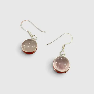 Rose Quartz Silver Dangle Earri...