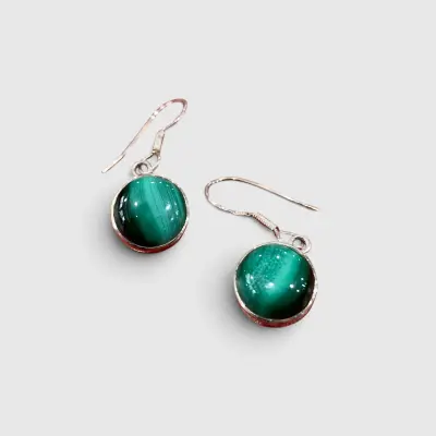 Malachite Silver Dangle Earring...