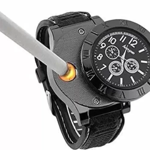 Product image of Lighter BBD Electronic Wrist Watch Cigarette Lighter USB Tobacco Smoking Cigarette Lighter  (Black)