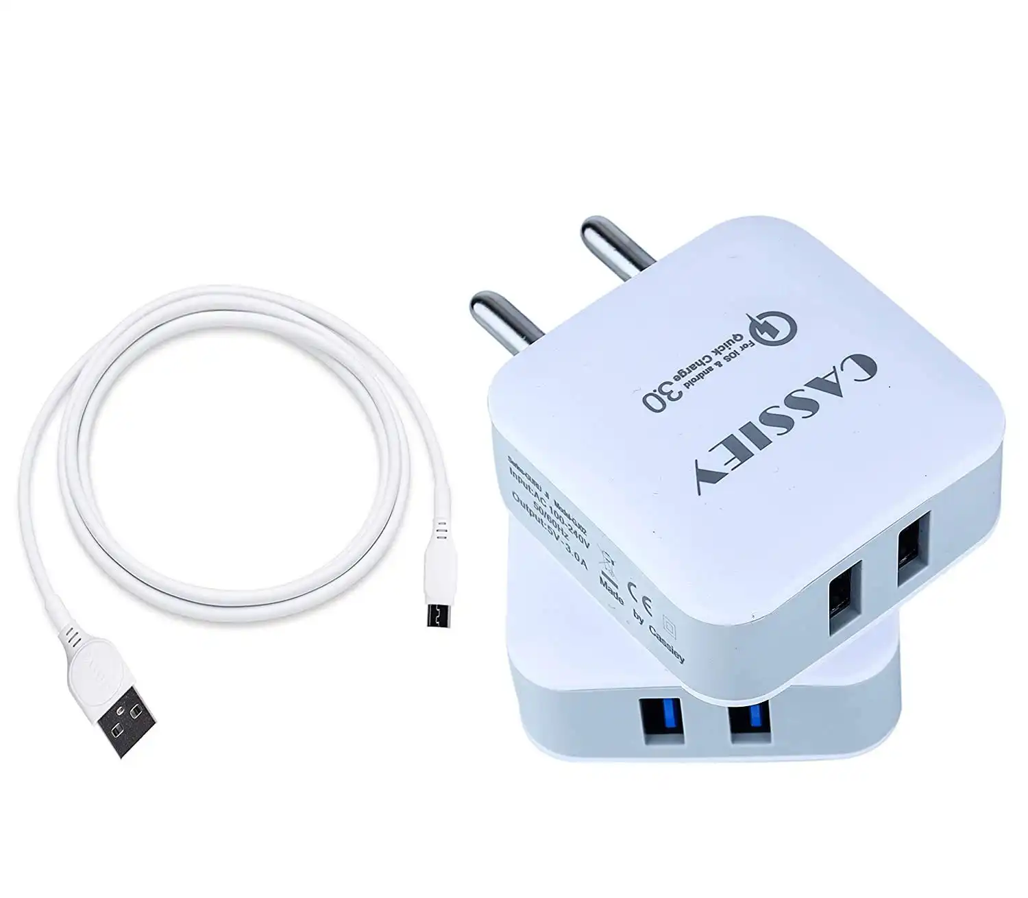 Product image of CASSIEY Qualcomm QC 3.0A Quick Charge USB Wall Charger/All Android Devices - White