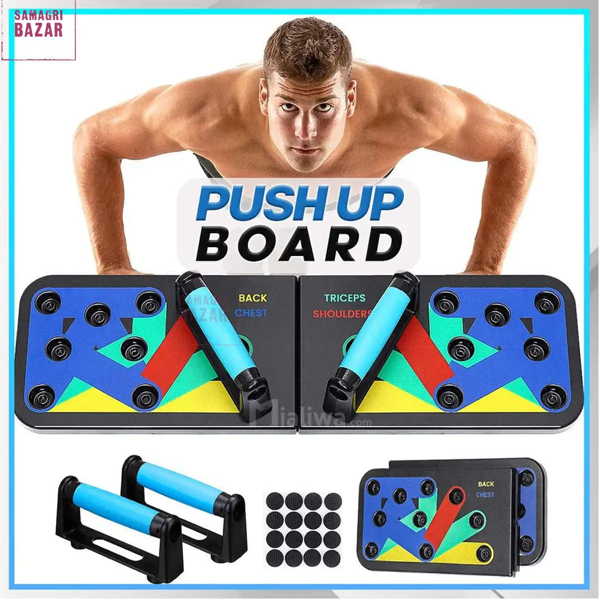Product image of 12-In-1 Foldable Push Up Board With Hand Grip, Body Fitness Exercise Fitness Tools