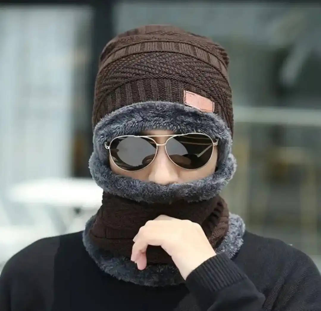 Product image of Combo Offer New Winter Cap Topi And Neck Warmer Muffler For Men and Women (Multicolour)