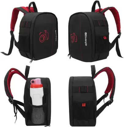 Product image of DSLR/SLR Camera Lens Shoulder Printed Backpack-Red Clr Camera Bag  (Black with Red Print)