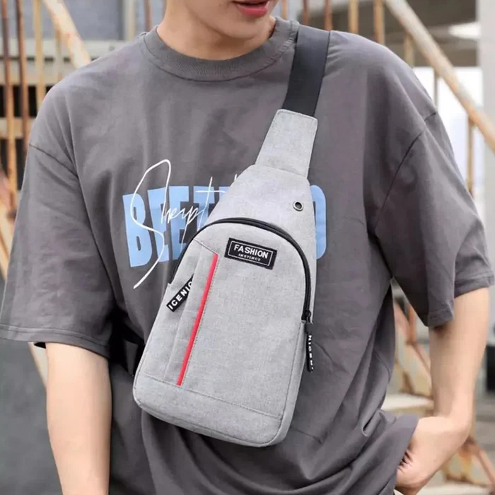 Product image of Bag Shoulder Bags Chest Men Casual Fashion USB Charging Earphone Hook Sling Travel Messengers Bag