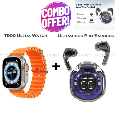 Product image of Combo T900 Smart Watch Ultra Big Display  Ultrapods Pro Wireless Bluetooth Earbuds For Men/women