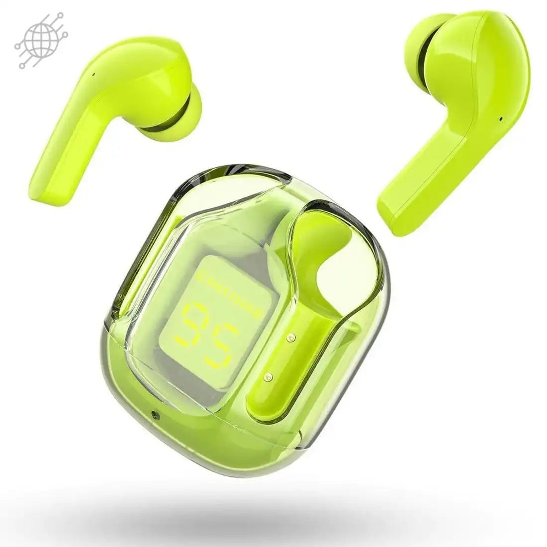 Product image of TWS TRANSPARENT MINI STEREO IN EAR  LED DISPLAY Bluetooth Gaming Headset  (Green, In the Ear)