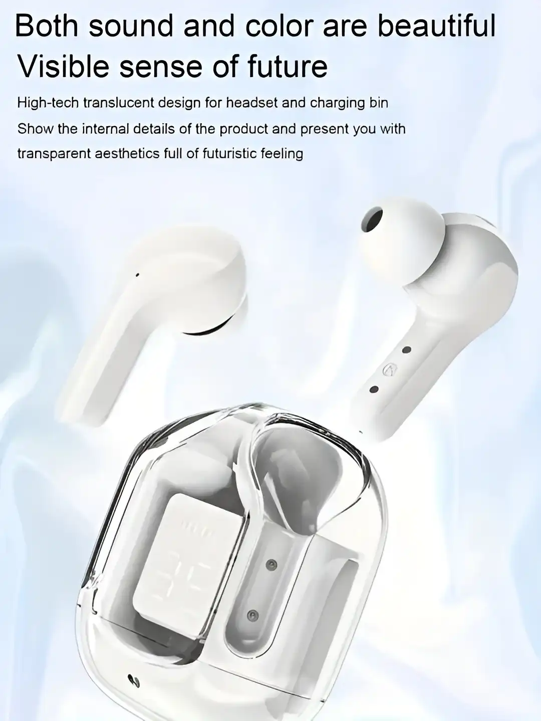 Product image of TWS TRANSPARENT MINI STEREO IN EAR  LED DISPLAY Bluetooth Gaming Headset  (Green, In the Ear)