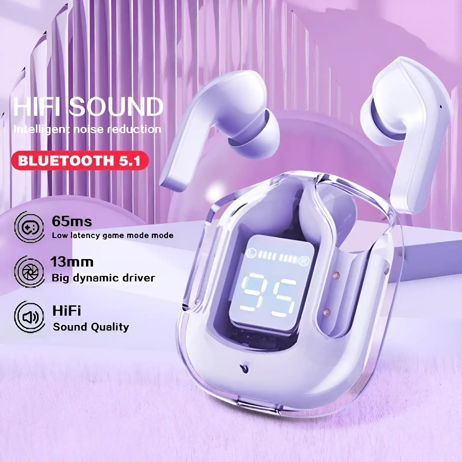 Product image of T6 TWS 2200 mAh Power Bank Charging Box EarBuds With Mic Bluetooth Headset  (Black, True Wireless)