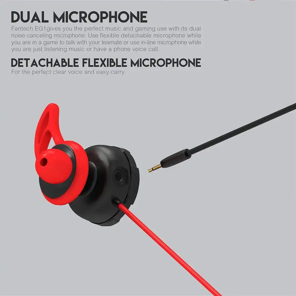 Product image of Fantech Black and Red Eg1 In Earphone Gaming Earplugs
