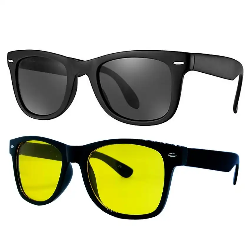 Product image of Night Vision Driving Wayfarer Day and Night Fashion Sunglasses for Men and Women Eyewear Set of 2