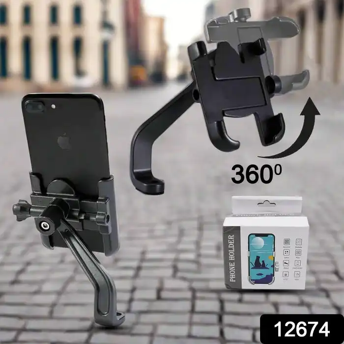 Product image of Full Metal Body Bike & Scooty 360 Degree Rotating Mobile Holder Stand for Bicycle,