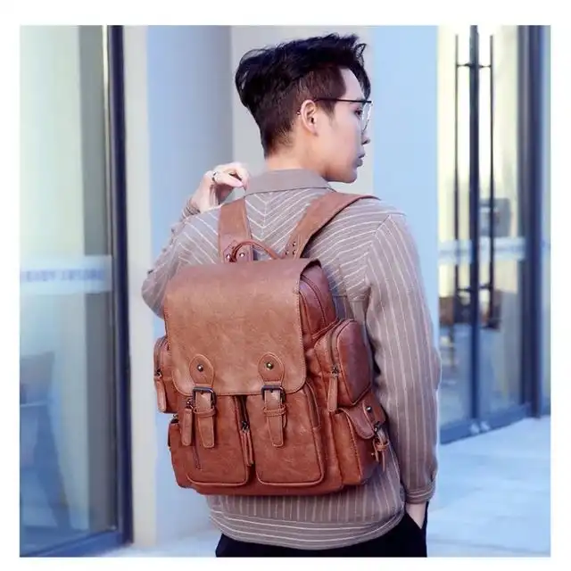 Product image of Large Capacity Casual PU Leather Backpack for Men | Student Backpack | Travel Bags for Men