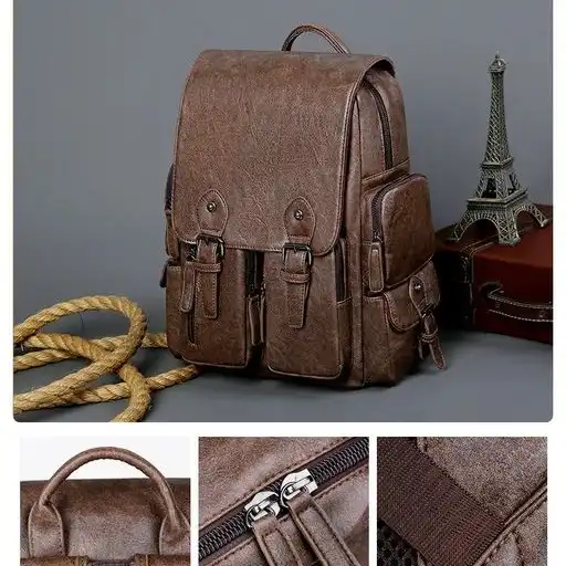 Product image of Large Capacity Casual PU Leather Backpack for Men | Student Backpack | Travel Bags for Men