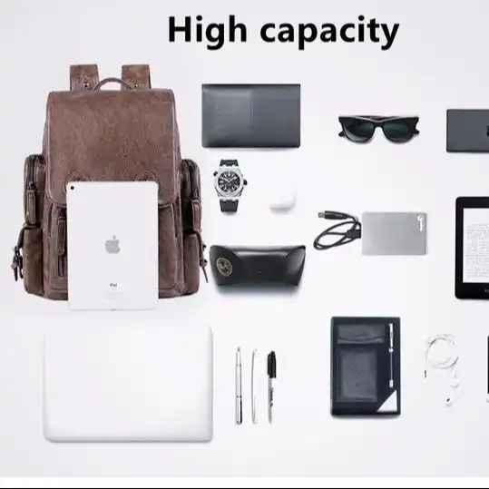 Product image of Large Capacity Casual PU Leather Backpack for Men | Student Backpack | Travel Bags for Men