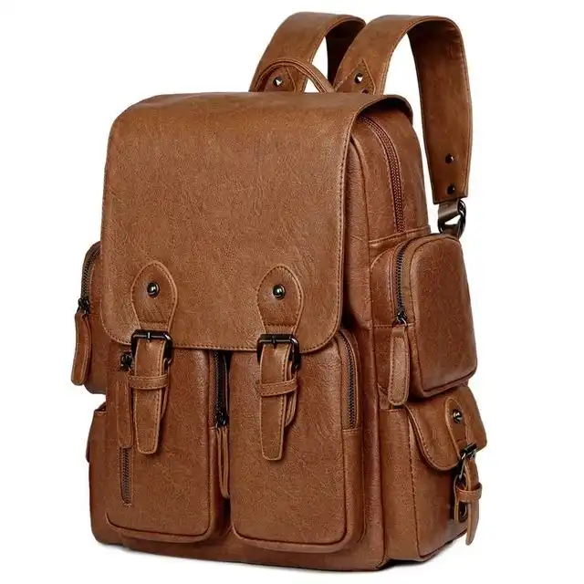 Product image of Large Capacity Casual PU Leather Backpack for Men | Student Backpack | Travel Bags for Men