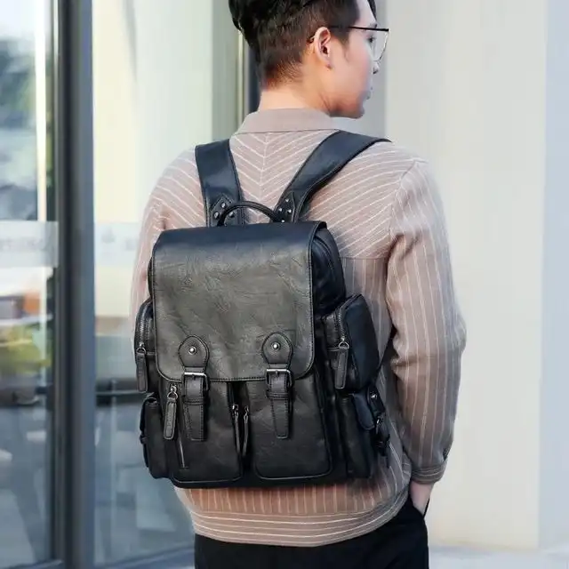 Product image of Large Capacity Casual PU Leather Backpack for Men | Student Backpack | Travel Bags for Men
