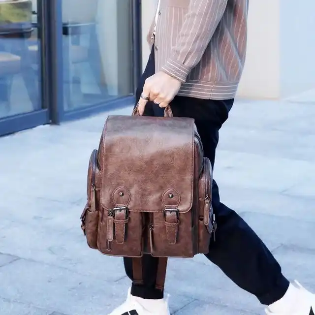 Product image of Large Capacity Casual PU Leather Backpack for Men | Student Backpack | Travel Bags for Men