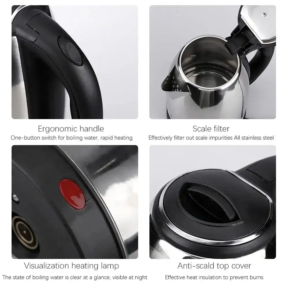Product image of Electric Kettle (1.8L, 1500W,&Water Temperature Bottle (500ml) Combo Pack - Silver and Black