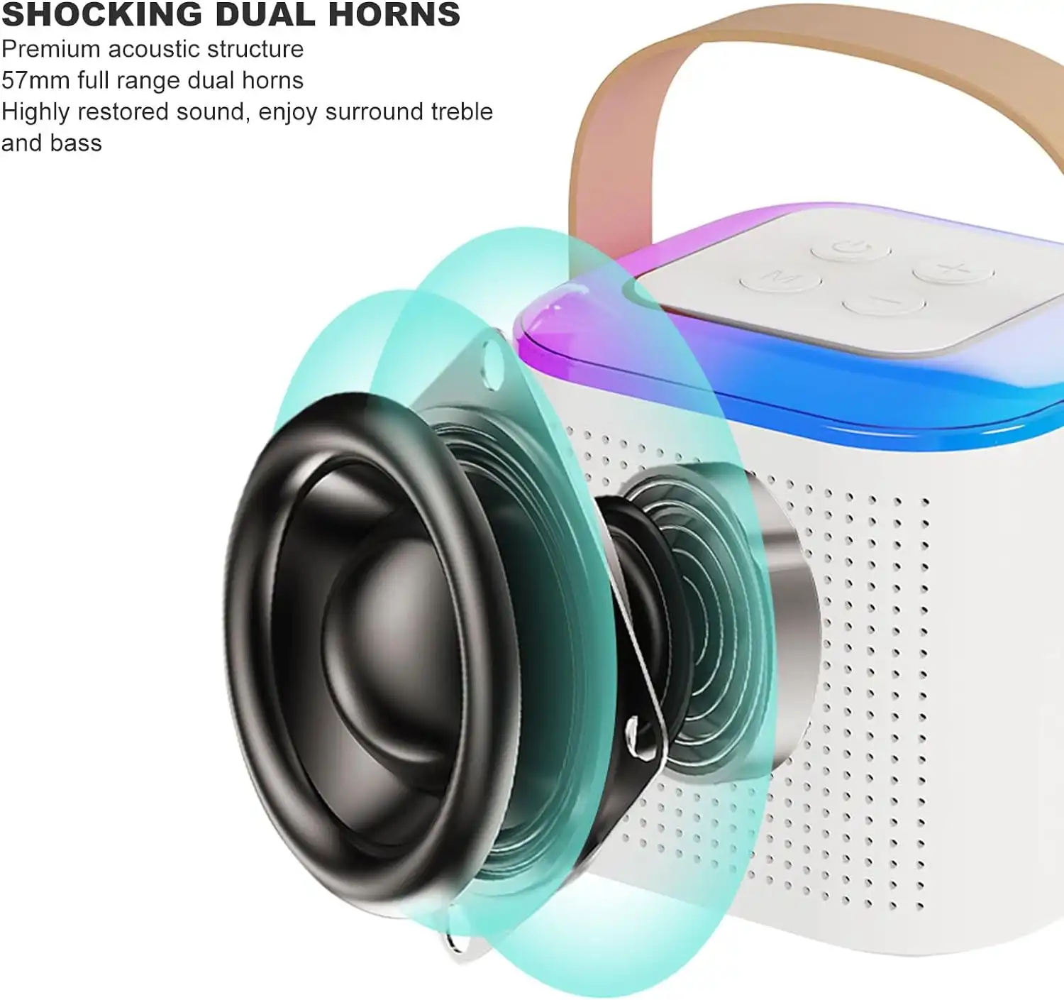Product image of Mini Karaoke Bluetooth Speaker with Wireless Microphone, RGB Light, 6W Karaoke Speaker