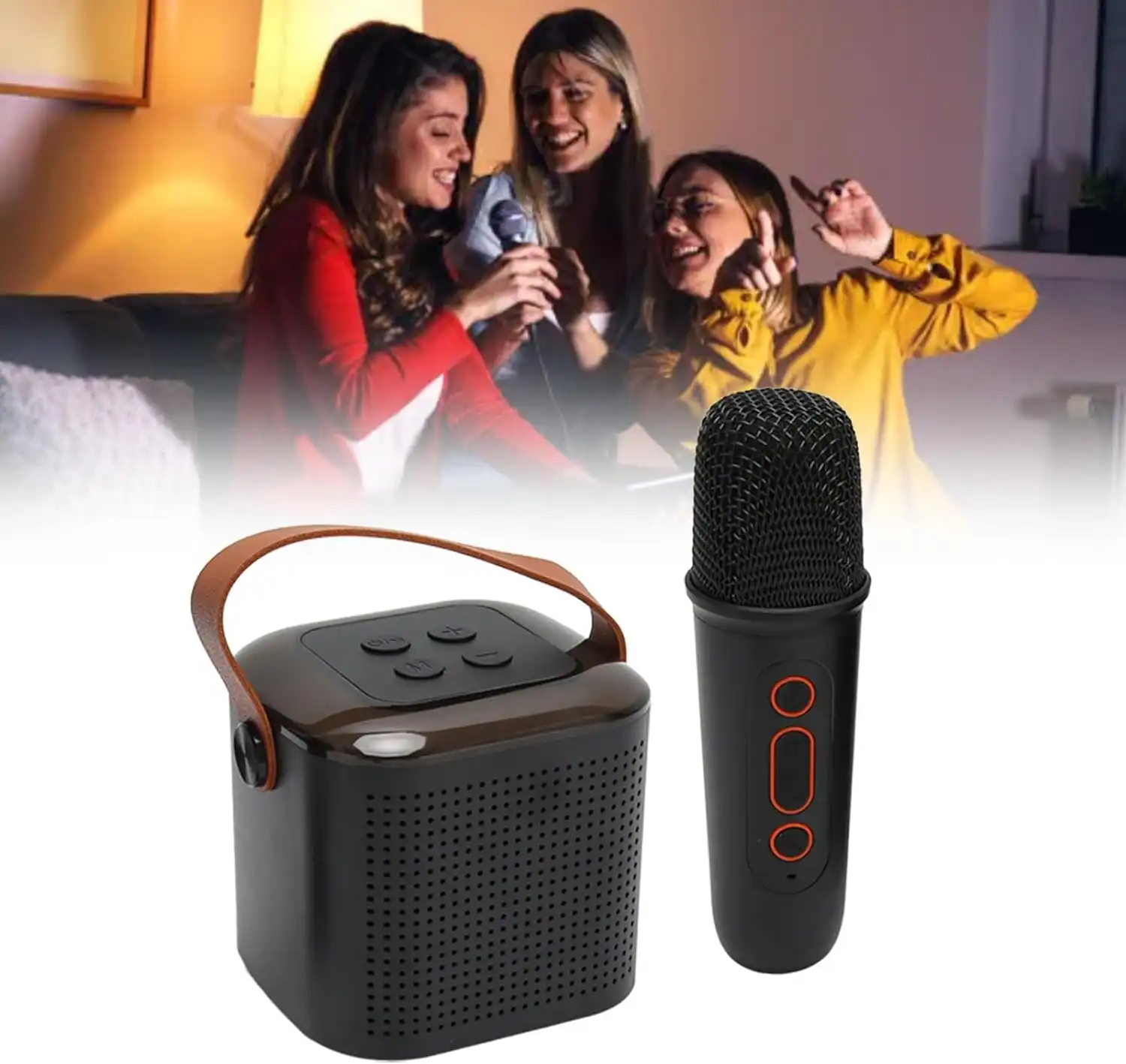 Product image of Mini Karaoke Bluetooth Speaker with Wireless Microphone, RGB Light, 6W Karaoke Speaker