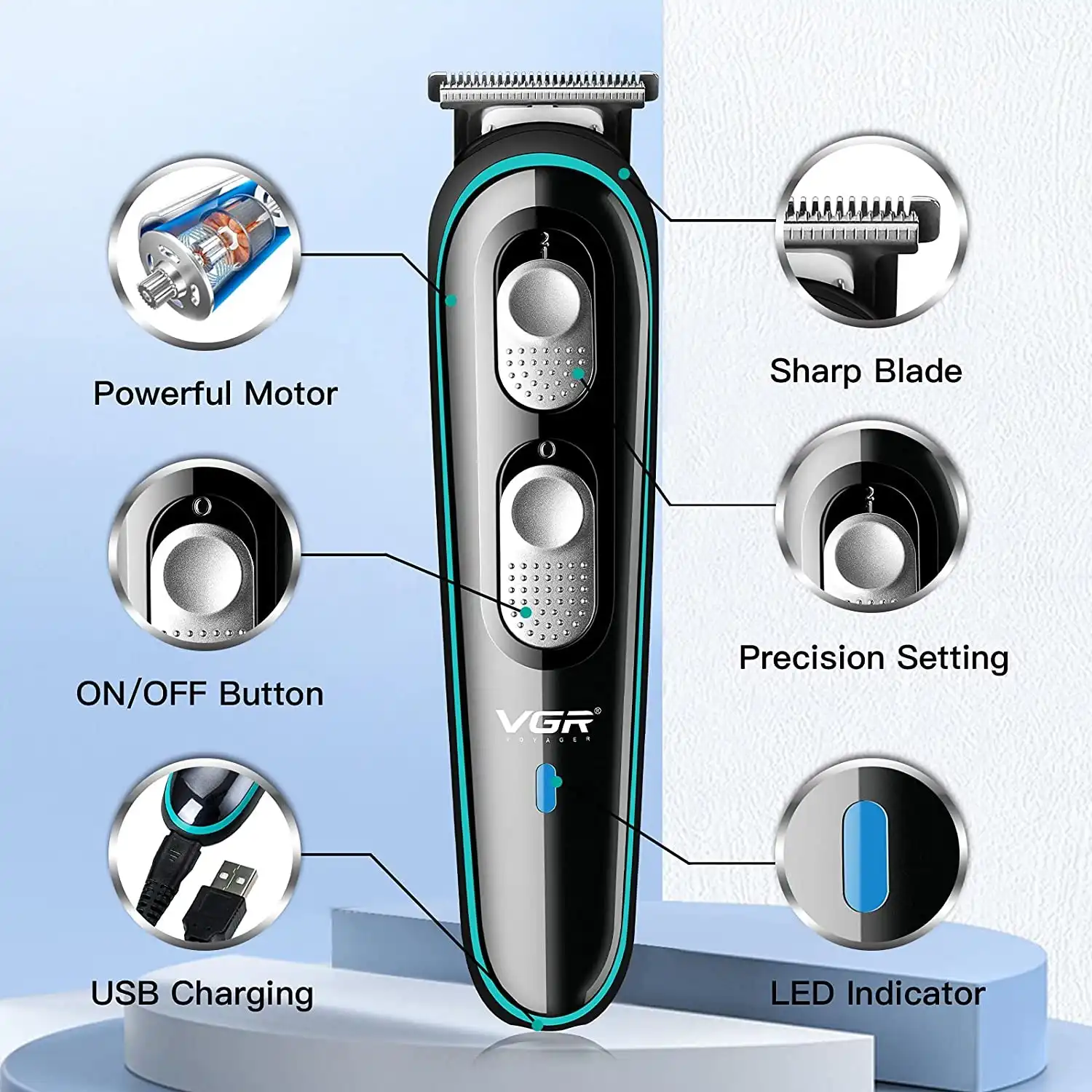Product image of VGR-055 Professional Rechargeable Cordless Beard Hair Trimmer Kit For Men