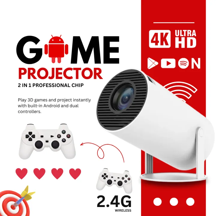 Product image of 2 in 1 Android Game Projector with Wireless Controller (4K Ultra HD, 3D Game, YouTube, Netflix)